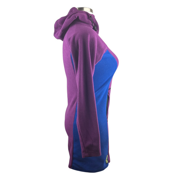 Melanzana Hooded Micro Grid Fleece Dress Hoody Purple & Blue Women’s Size Small - Picture 9 of 16